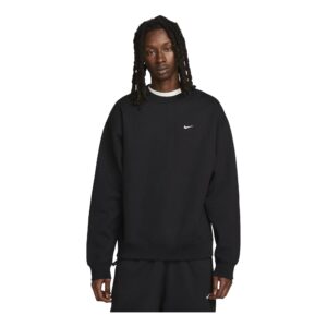 NIKE SOLO SWOOSH FLEECE PULLOVER CREW BLACK/WHITE