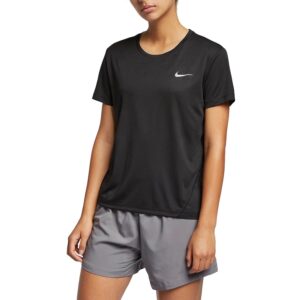 Nike Miler Short Sleeve Womens Black Running Top Size
